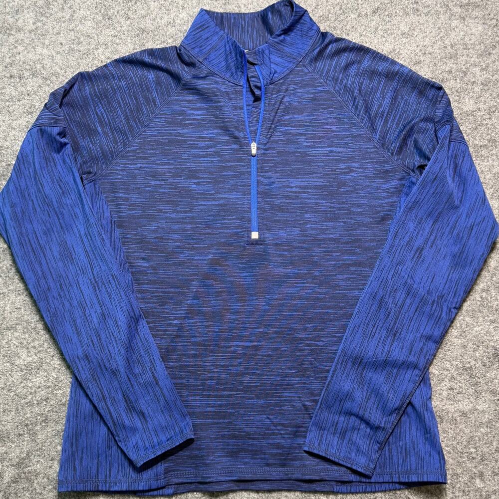 Athleta Blue‎ Space Dye Quarter Zip Pullover Women’s Large